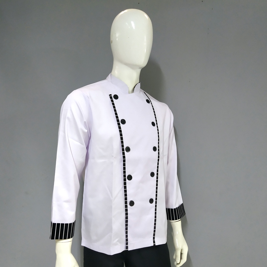 Chef Wear Baju Koki LS Putih STRIPE Ads