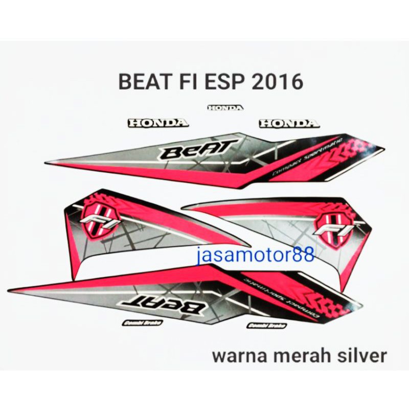 LIS STRIPING STIKER HONDA BEAT F1 ESP 2016 MERAH SILVER