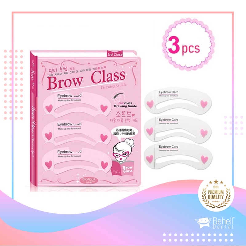 Behelldental 3Pics CETAKAN ALIS MINI BROW CLASS | Drawing Guide | Kartu Alat Untuk Cetak Bulu Alis Mata Brow Clas Eye Brow Eyebrow Gagang