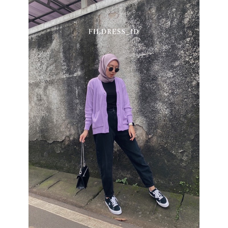 VALLEN LILAC CARDIGAN (Button) - Mango Knit