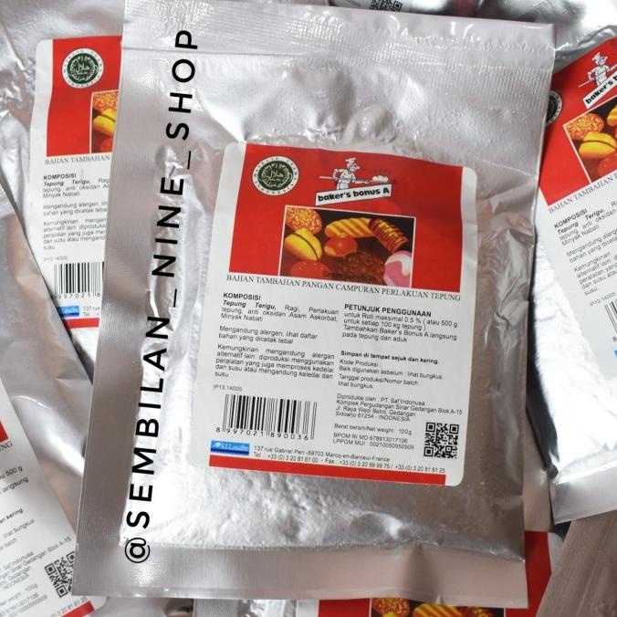 

BAKER'S BONUS A Bread Improver 100 Gram Bakers Bonus A Pengembang Roti BERMUTU Kode 1439