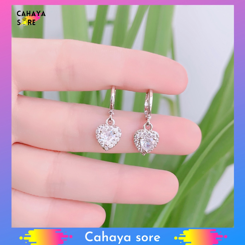 Anting Xuping Silver Anting Dewasa Model Clip Permata Silang Jurai AD16