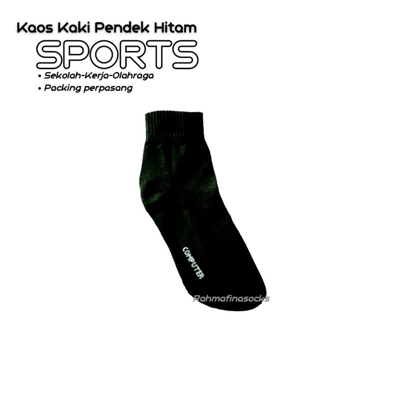 Kaos kaki pendek hitam Sport Sekolah Kerja