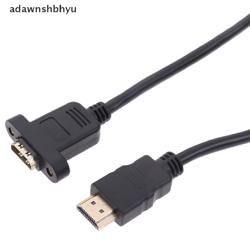 Adawnshbhyu 1Pc Kabel Ekstensi HDMI Male to Female Lapis Emas Dengan Kabel Pasang Panel Sekrup