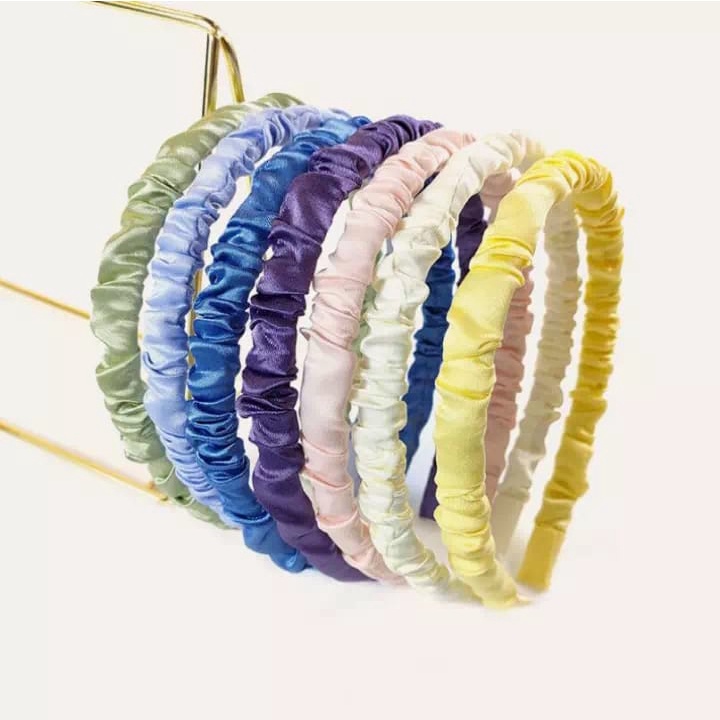 (COD) Bandana Scrunchie Korea Bando Kerut Bondu Warna Gaya Aksesoris Fashion MALL SHOPPING