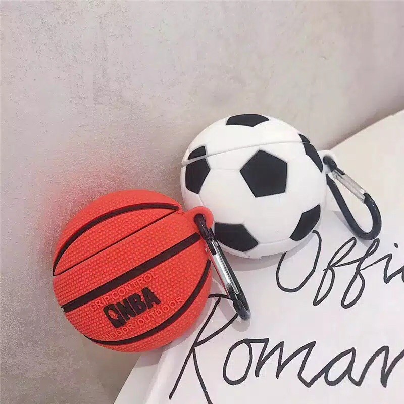 airpod case bola basket nba sepak bola oranye putih hobi