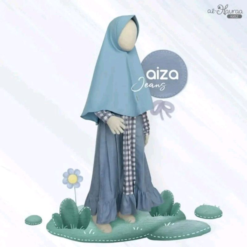 Preloved Gamis Set Syari Anak Aiza Al hauraa Kids Linen Burberry Murah