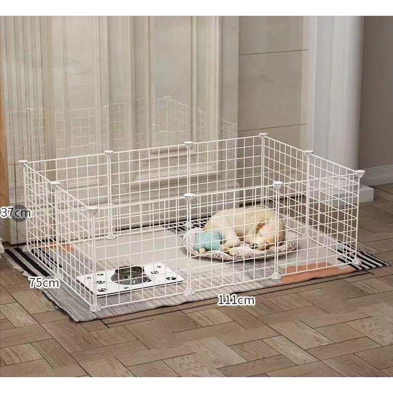 Gratis （Palu, konektor, stiker, tali, kunci）DIY Kandang Hewan Peliharaan / Kandang Kucing / Kandang Anjing / Kandang Hamster Burung Pagar Besi-White 12 Pcs