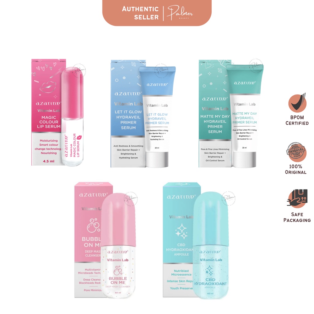 AZARINE Vitamin Lab Series | Magic Colour Lip Serum | Let It Glow Hydraveil Primer Serum | Matte My 