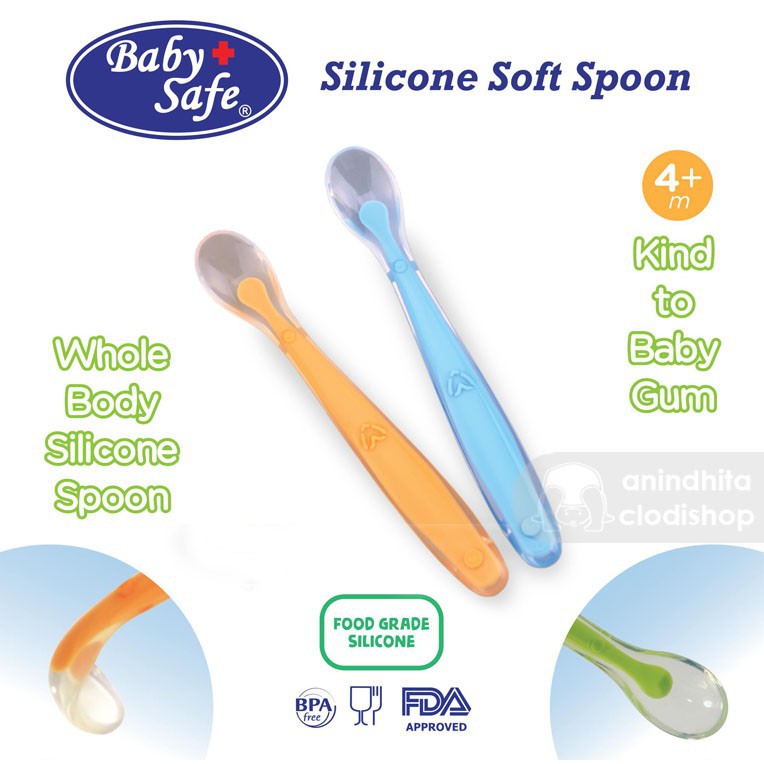 BABY SAFE  SILICONE SPOON SET2PCS SC009