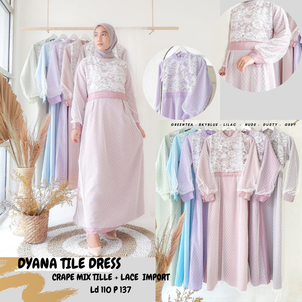 Dyana Tile Dress/Dress Tile Ld 110/Dress Tile Brukat/Dress Lace Import/Dress Tile Lebaran