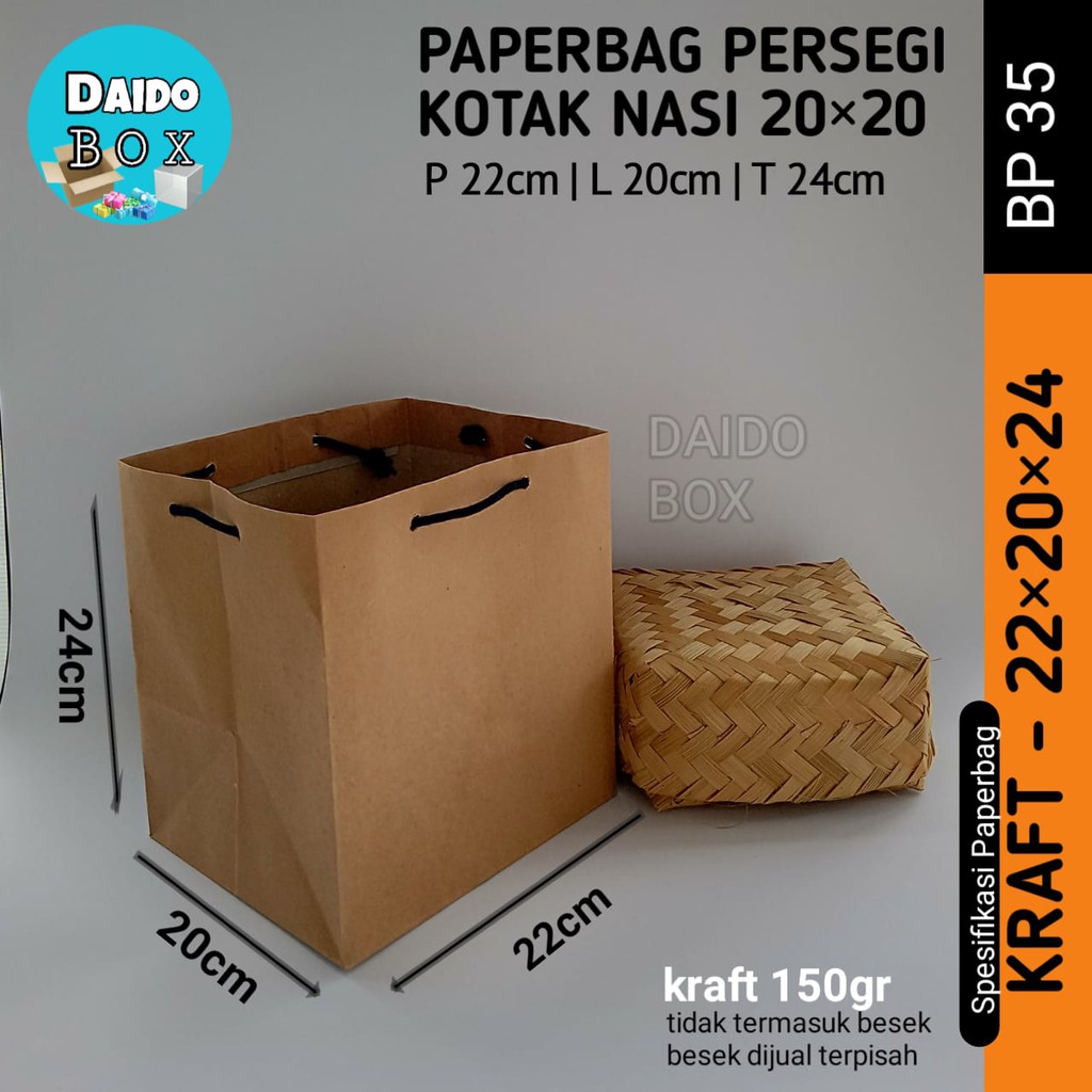 

ISI 12 BIJI Paper Bag Murah Tas Dus Box Nasi 20x20 Bp35 | Tas Berkat Tas Kertas