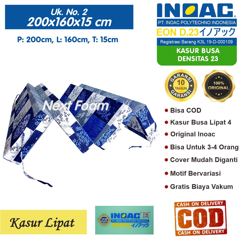 Kasur Busa Lipat Inoac Ukuran 200x160x15 cm Tebal 15 cm EON D23 ORIGINAL INOAC Garansi 10 Tahun Asli