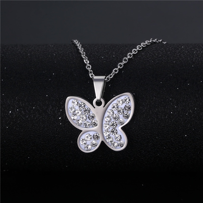 Butterfly kalung stainless steel liontin sederhana dan singkat in tanah liat kalung berlian wanita k