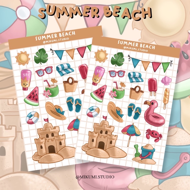 

[MIKUMI] Summer Beach Sticker Sheet | Doff Sticker | Kiss Cut sticker | Deco sticker | Journaling Kits | Bujo Kits | Planner Sticker | Stiker Planner | Sticker Lucu | Sticker Planner | Sticker Bujo | Deco Kit | Scrapbook Sticker | Sticker Aesthetic