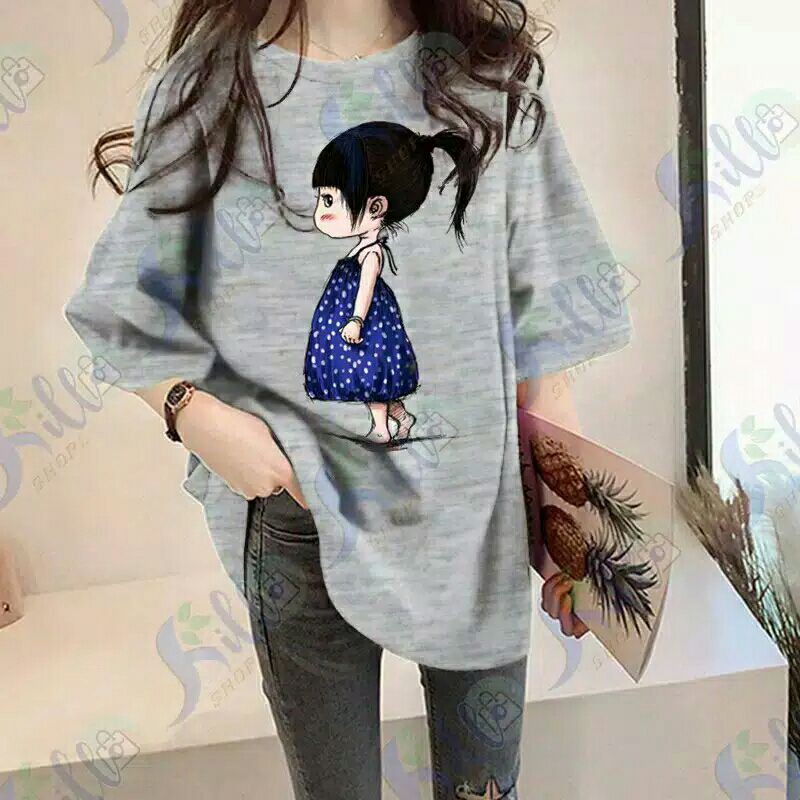 kaos wanita jumbo..kaos LITTLE GIRL XXL - LD 120CM