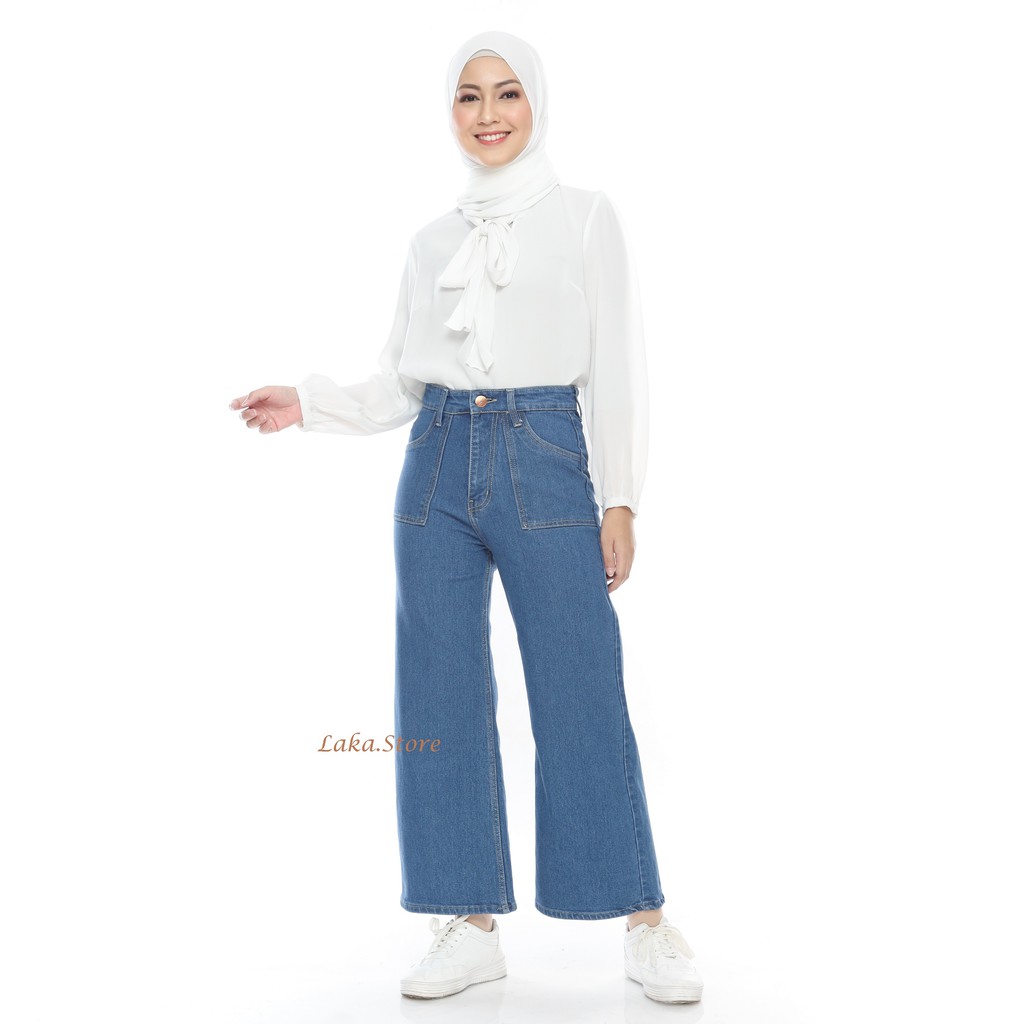 KULOT JEANS CELANA WANITA HIGHWAIST PANJANG