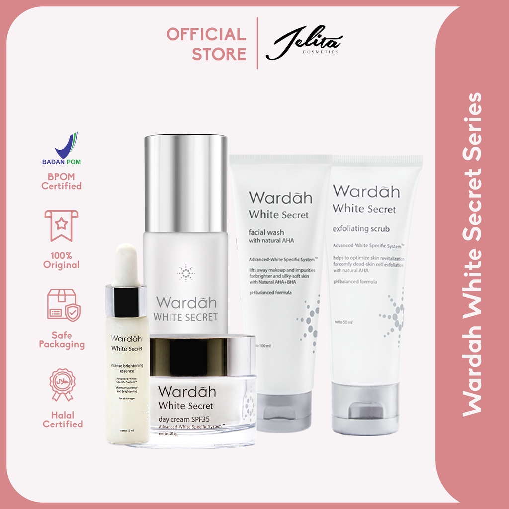 Jelita Cosmetic - Wardah Crystal Secret Series | Day &amp; Night Cream | Cleanser | Toner | Cleansing Gel
