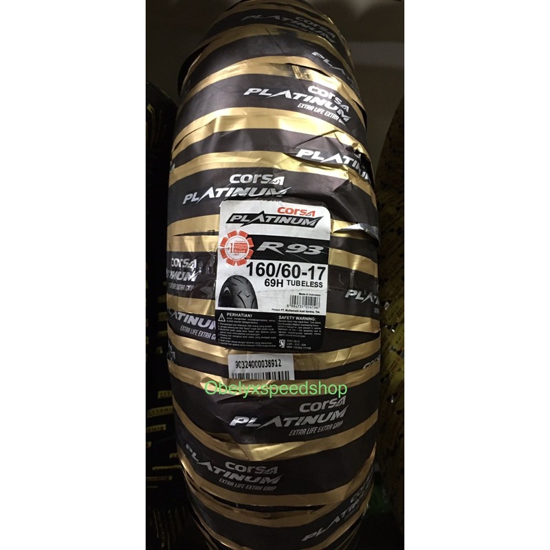 BAN LUAR CORSA PLATINUM R93 UKURAN 160/60 RING 17 TUBELESS