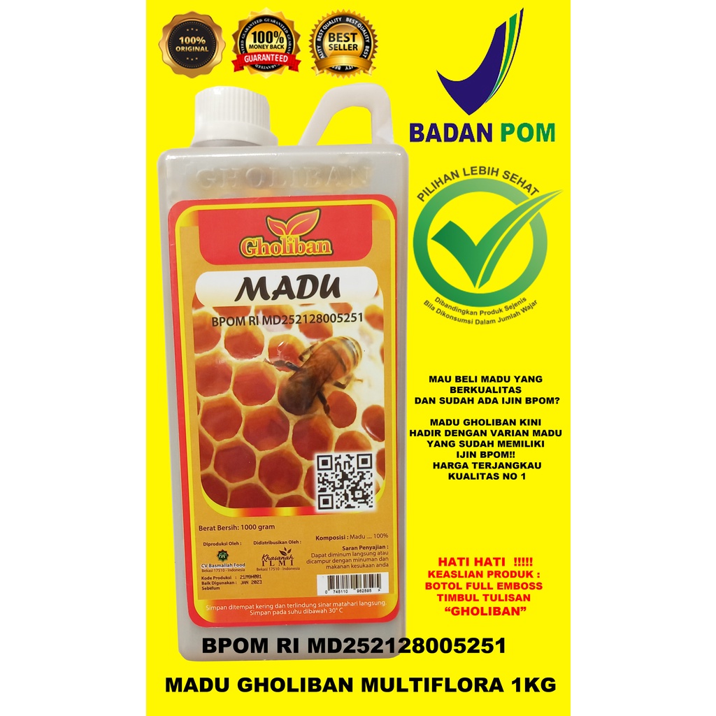 

MADU GHOLIBAN 1KG ASLI - MADU GHOLIBAN BPOM RI 1KG – ORIGINAL BOTOL EMBOSS TULISAN GHOLIBAN