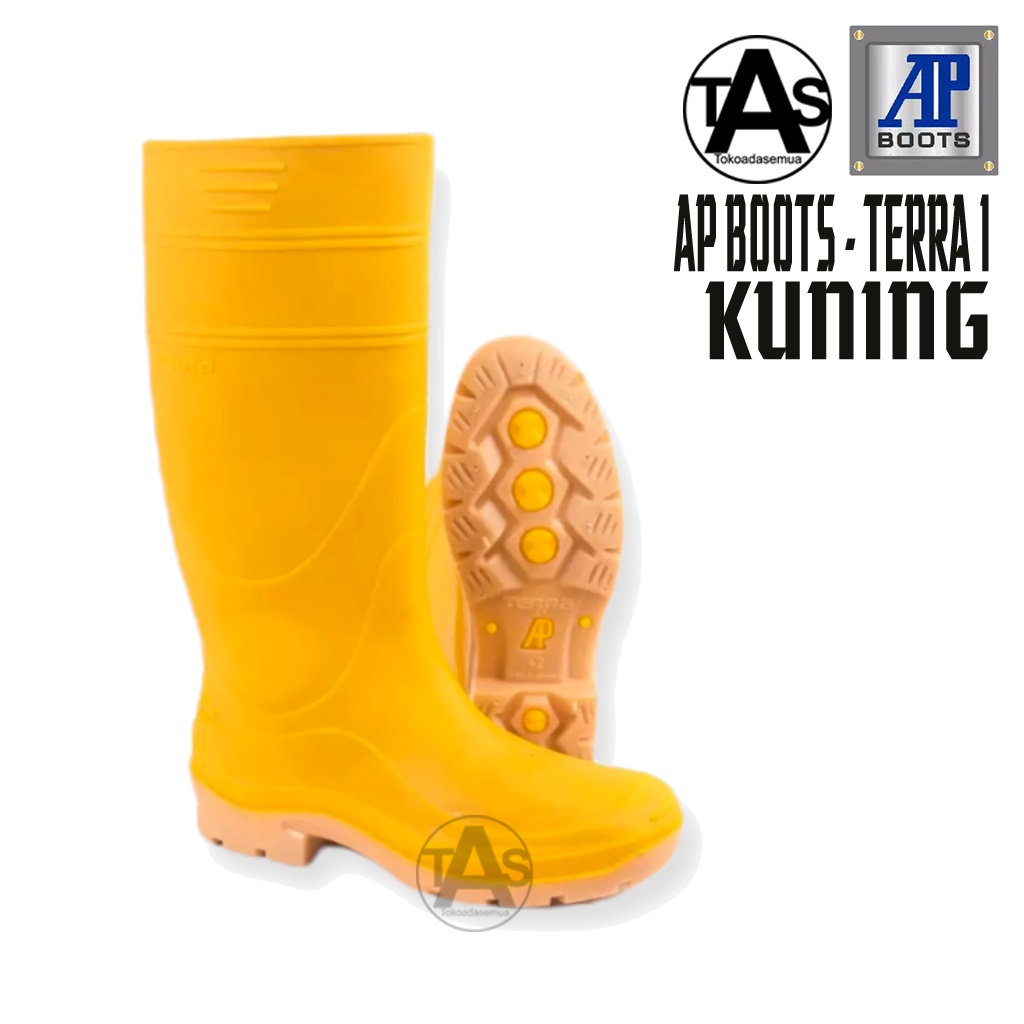 Sepatu Boots Karet merk AP Terra 1 Putih  &amp; Kuning Size 38-42