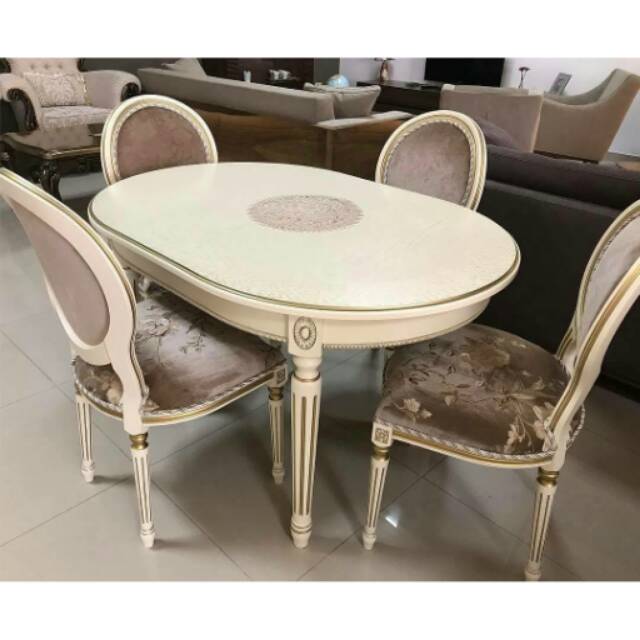 meja makan mewah 4 kursi produksi kjf jepara