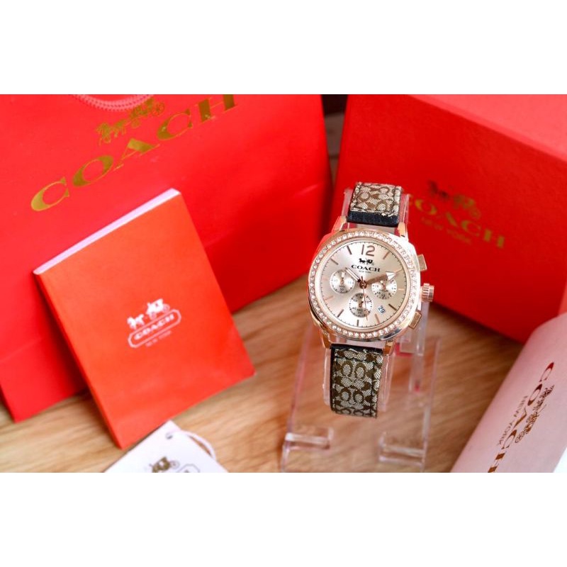 NEW SERIES COACH - JAM TANGAN FASHION WANITA COACH DIAMOND CHRONO TANGGAL AKTIF STRAP TALI KULIT