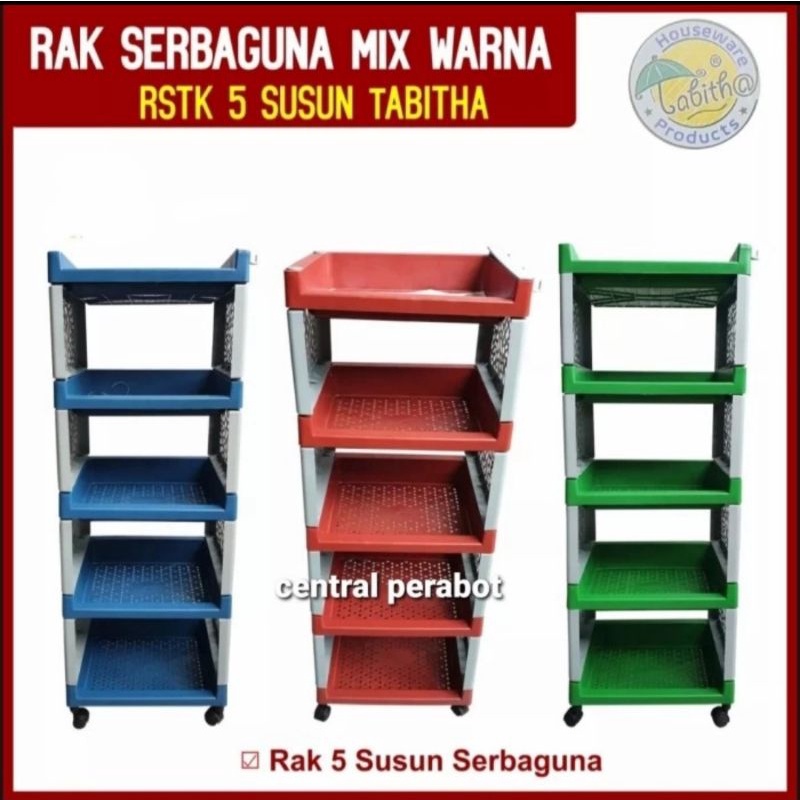 RAK PLASTIK SERBAGUNA 5 SUSUN + RODA/RAK SALON 5 SUSUN/RSTK TABITHA 5 SUSUN