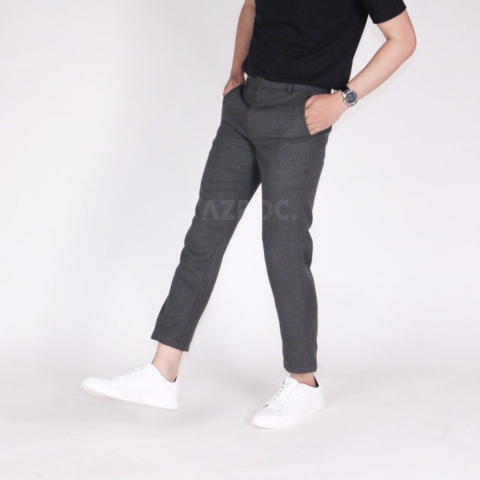 CELANA BAHAN ANKLE PANTS KERJA PANJANG PRIA SLIMFIT STYLE KOREA MISTY - Misty Dark Grey, 30