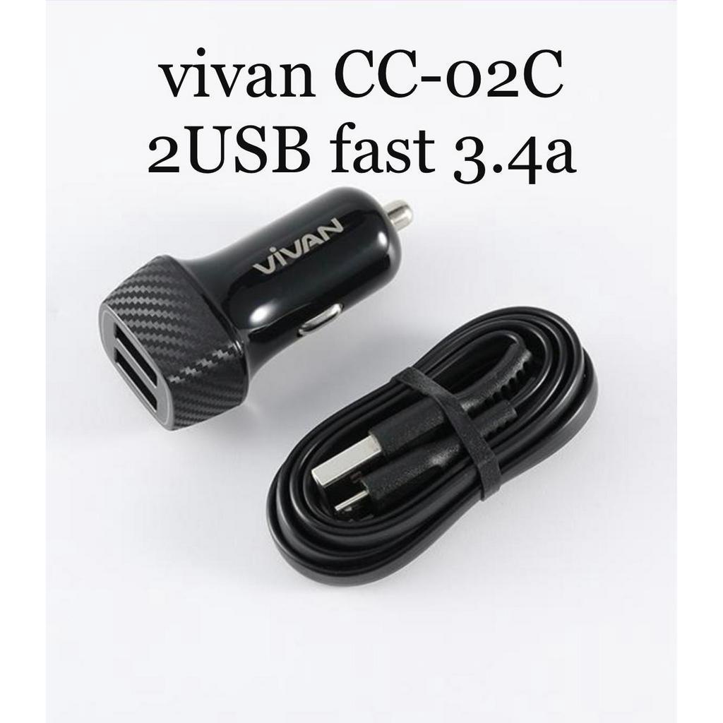 Car Charger VIVAN CC02C 3.4A Dual USB Smart IC Quick Charging Mobil Original BY.MINIGO