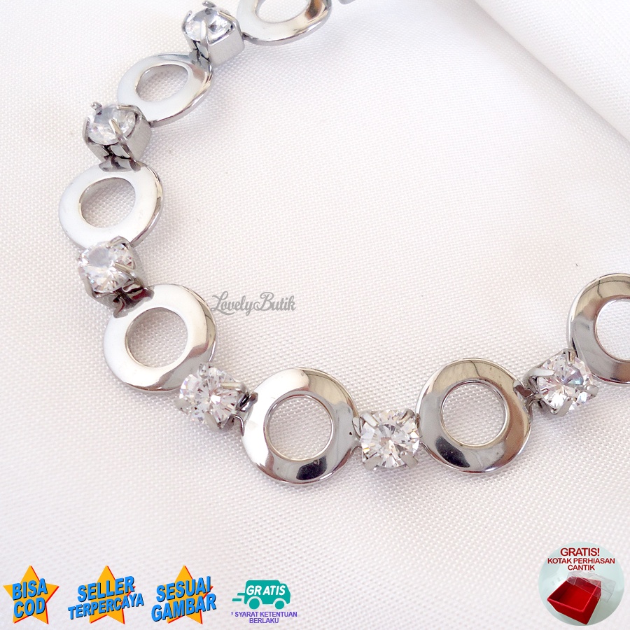 Lovelybutik - Gelang Tangan Titanium Asli Anti Karat dan Luntur Monalis4 Gelang Titanium Wanita Model Terbaru BONUS KOTAK PERHIASAN