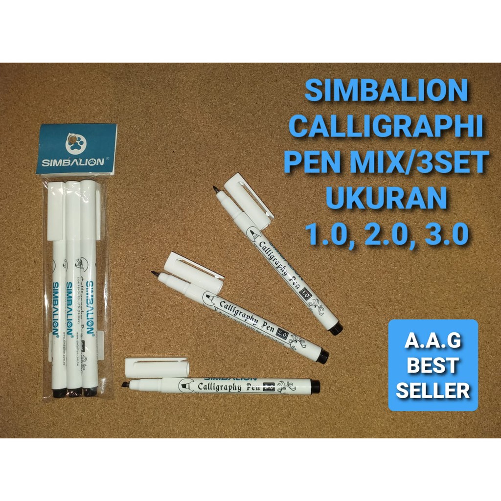 

SIMBALION CALLIGRAPHI PEN MIX 3 SET UKURAN 1.0, 2.0, 3.0