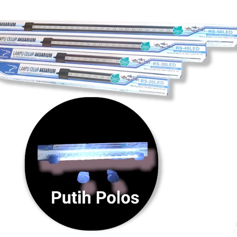 Lampu Celup ROSSTON RS T4-20 LED, 30 LED, 40 LED, 50 LED Putih Polos  Aquarium Aquascape
