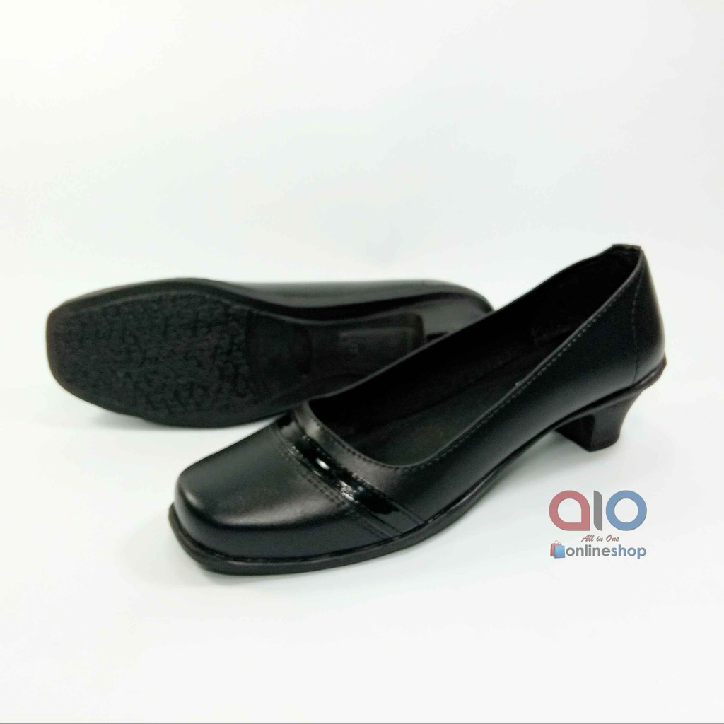 Sepatu Pantofel Wanita Hak 5 Cm Heels Hitam Formal Guru Sekolah Kantor Kerja AW24