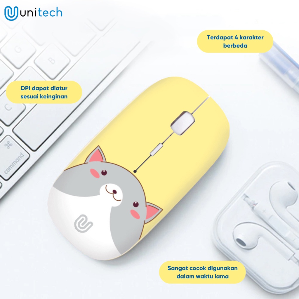 Mouse Wireless Unitech Cartone Series M2  Karakter - RESMI ada POSTEL