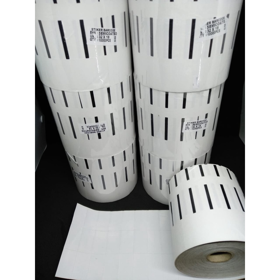 Label Barcode Semicoat 32 x 18 / Semicoated 32x18 isi 10,000pc - Core1&quot; isi 10rb