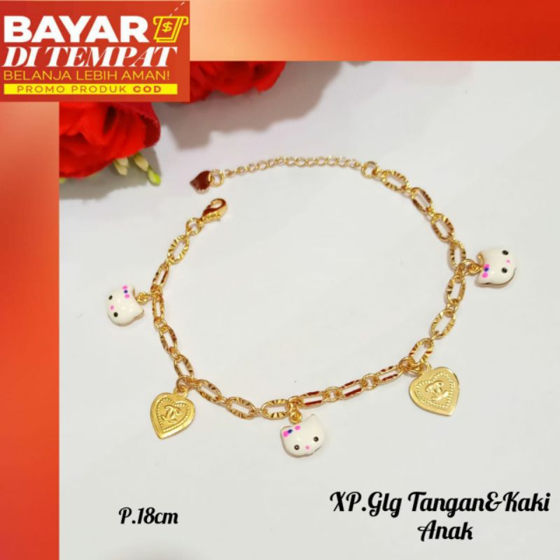 Gelang Tangan Anak/glg kaki Anak Jurai Hello Kitty emas tidak karat