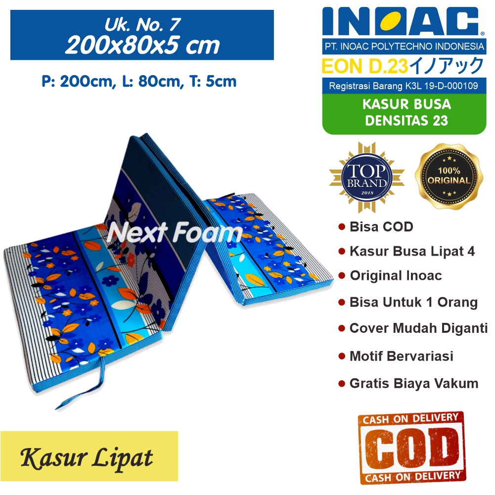 Kasur Busa Lipat Inoac Ukuran No 7 200x80x5 cm Tebal 5 cm EON D23 ORIGINAL INOAC Asli