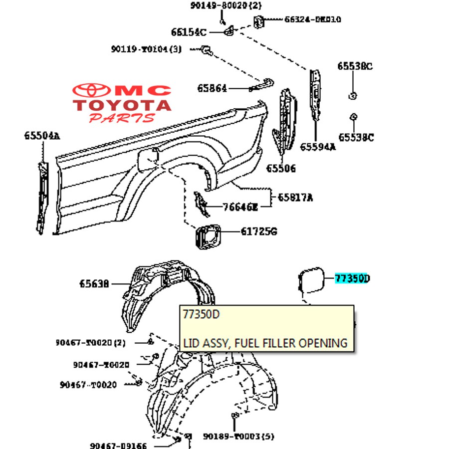 Plat Tutup  Cover Tangki Bensin Hilux 77350-0K050