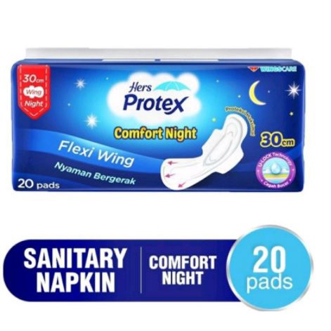 HERS PROTEX Comfort Night Wing 30cm 20pads | Pembalut Wanita Softex