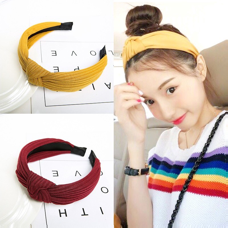 Bando rambut Korea Womens Headband Twist Hairband Bow Knot 