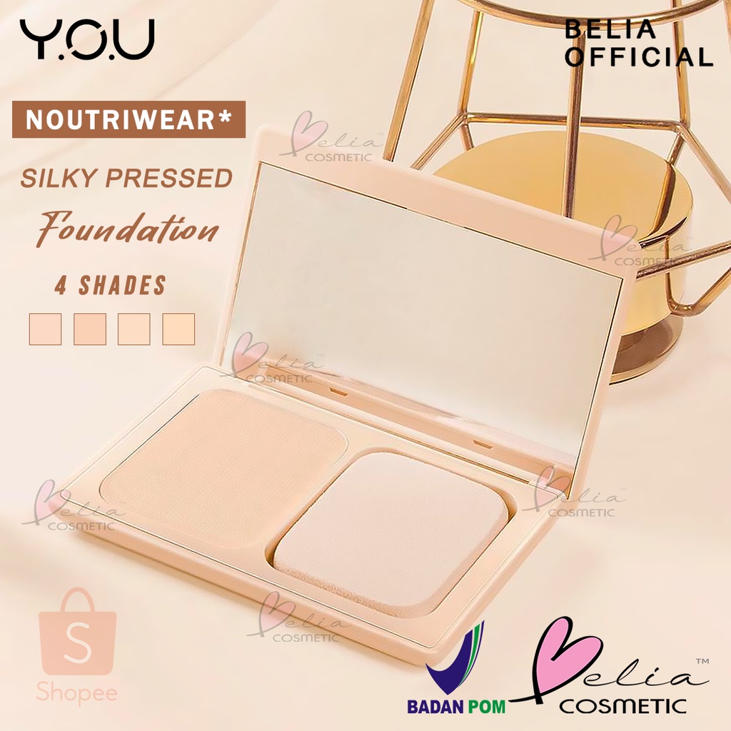 ❤ BELIA ❤ YOU Noutriwear+ Silky Pressed Foundation | Two Way Cake | Bedak Foundation | 24h Kontrol Minyak | Smooth Finish | Y.O.U BPOM