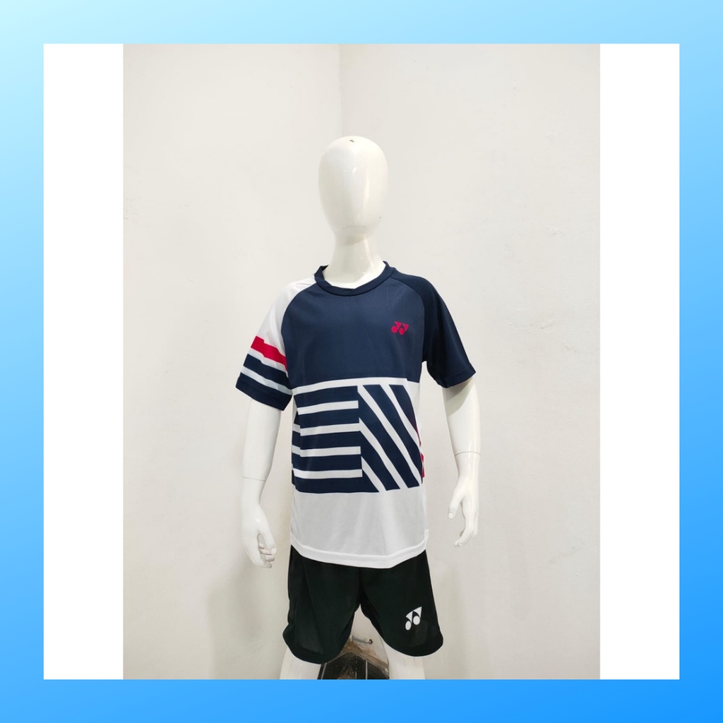 Kaos badminton anak laki-laki jersey bulutangkis baju celana setelan jersy perempuan stelan t-shirt outfit seragam kostum olahraga casual suit pakaian jarsey oblong apparel sports jersi sudirman thomas uber cup bulu tangkis ST.Y170 navy polos