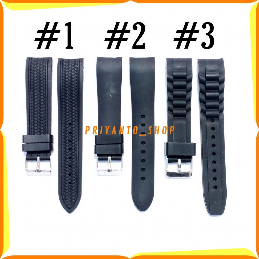 STRAP TALI JAM TANGAN KARET RUBBER 20MM RUBBER WATCH ROLEX HITAM