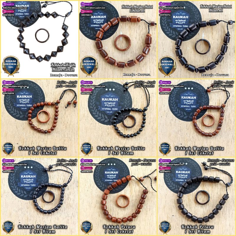 Gelang kayu kokka BONUS cincin gelang kaukah  gelang tasbih kokah koka kaokah