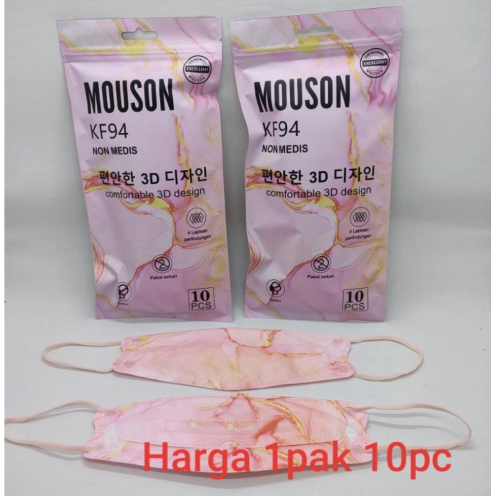 Masker Mouson KF94 Hitam Putih Abu Biru Merah Edisi VALENTINE LOVE Murah Banget