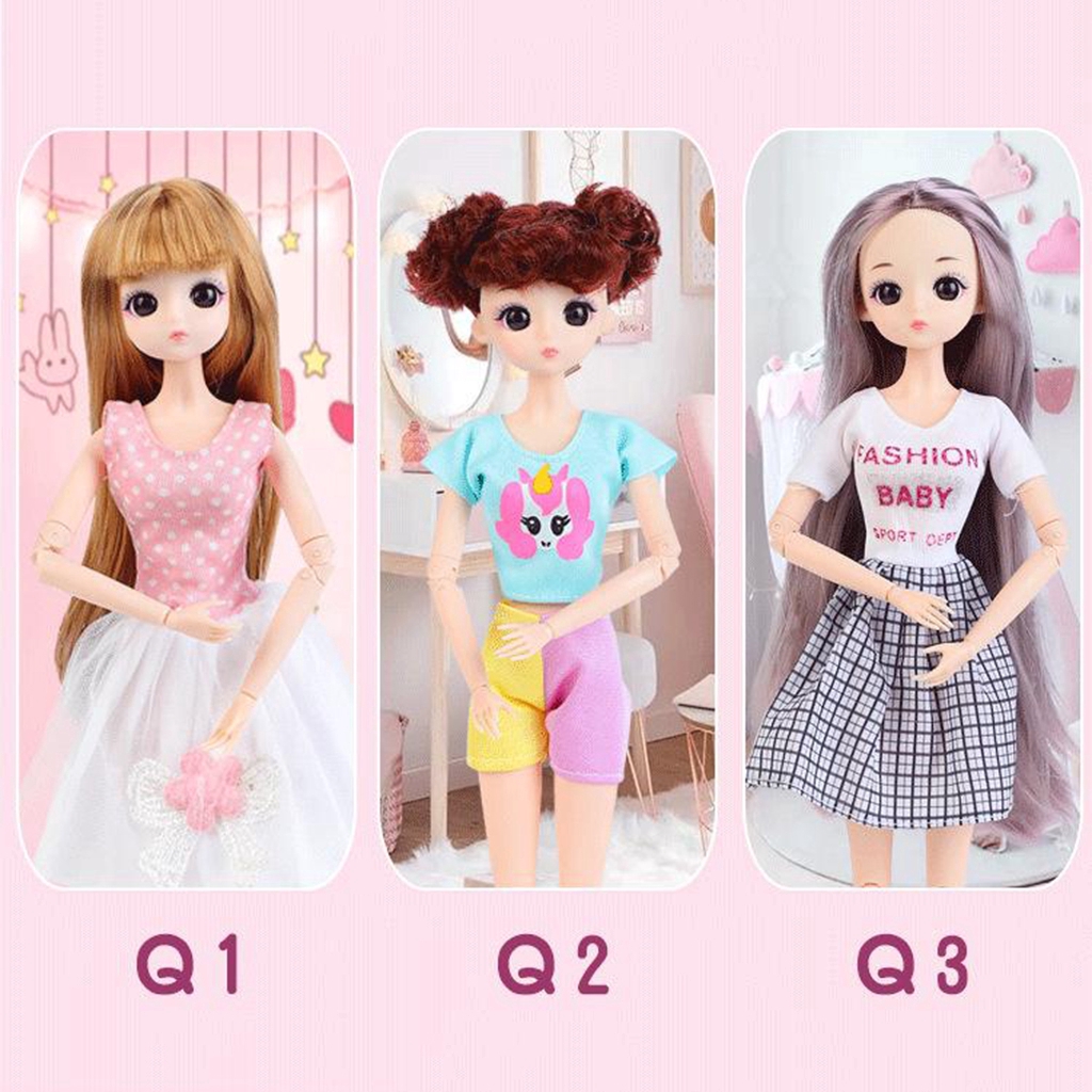 【NEW】 Boneka 1/4BJD Ball 26 Joint Doll Nude Body 12 Movable Jointed DIY 3D Head Acrylic Eyes