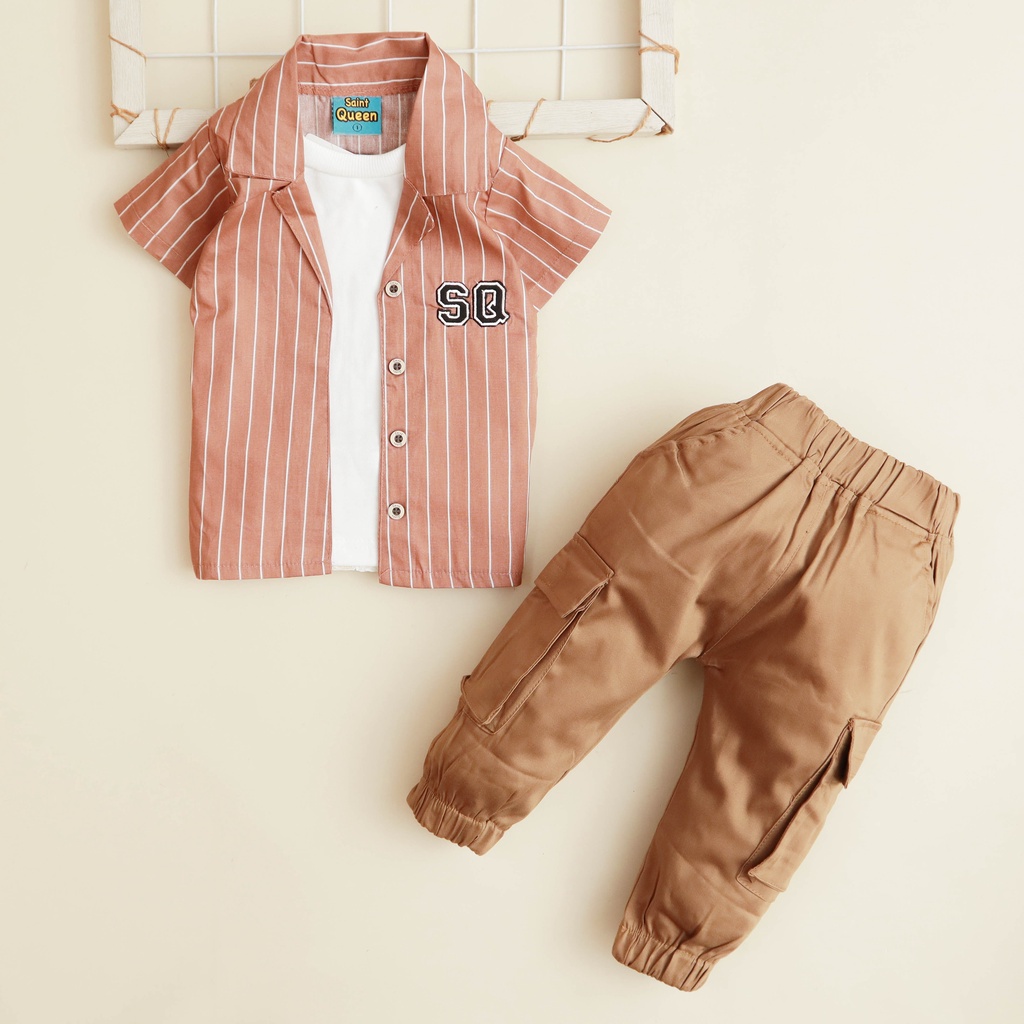 Nuna Store SaintQueen Motif Kemeja Motif SQ / Setelan Baju Bayi 0 bulan - 2,5 tahun Baju Anak Laki-laki