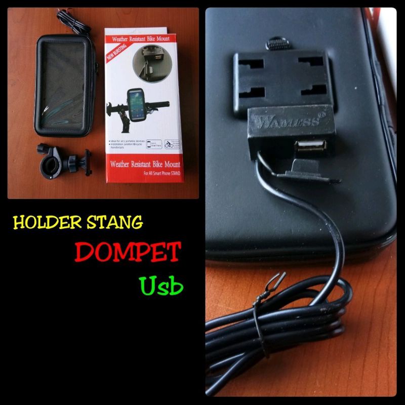 holder stang Dompet Untuk Sepeda Dan motor water proof +usb