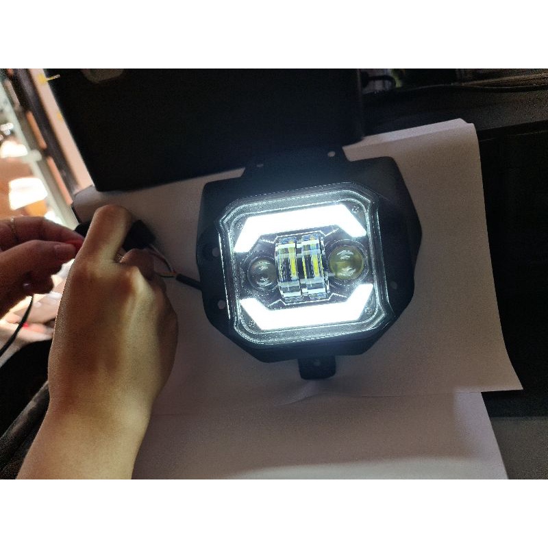 lampu depan klx bf model led daymaker set cover pnp kedok bawaan / reflektor klx led lampu bahan case besi kesing casing besi